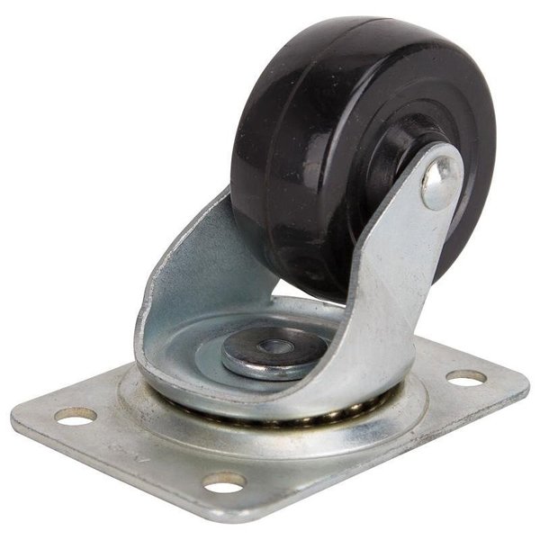 Prosource Swivel Caster, 212 in Dia Wheel, 1 in W Wheel, Rubber Wheel, Black, 130 lb, Steel Housing Material 1111